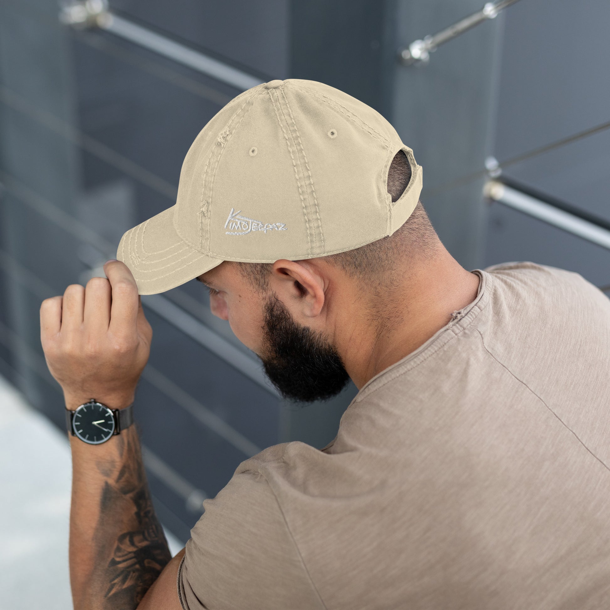 Khaki Distressed Kimo Jeepaz Adjustable Hat