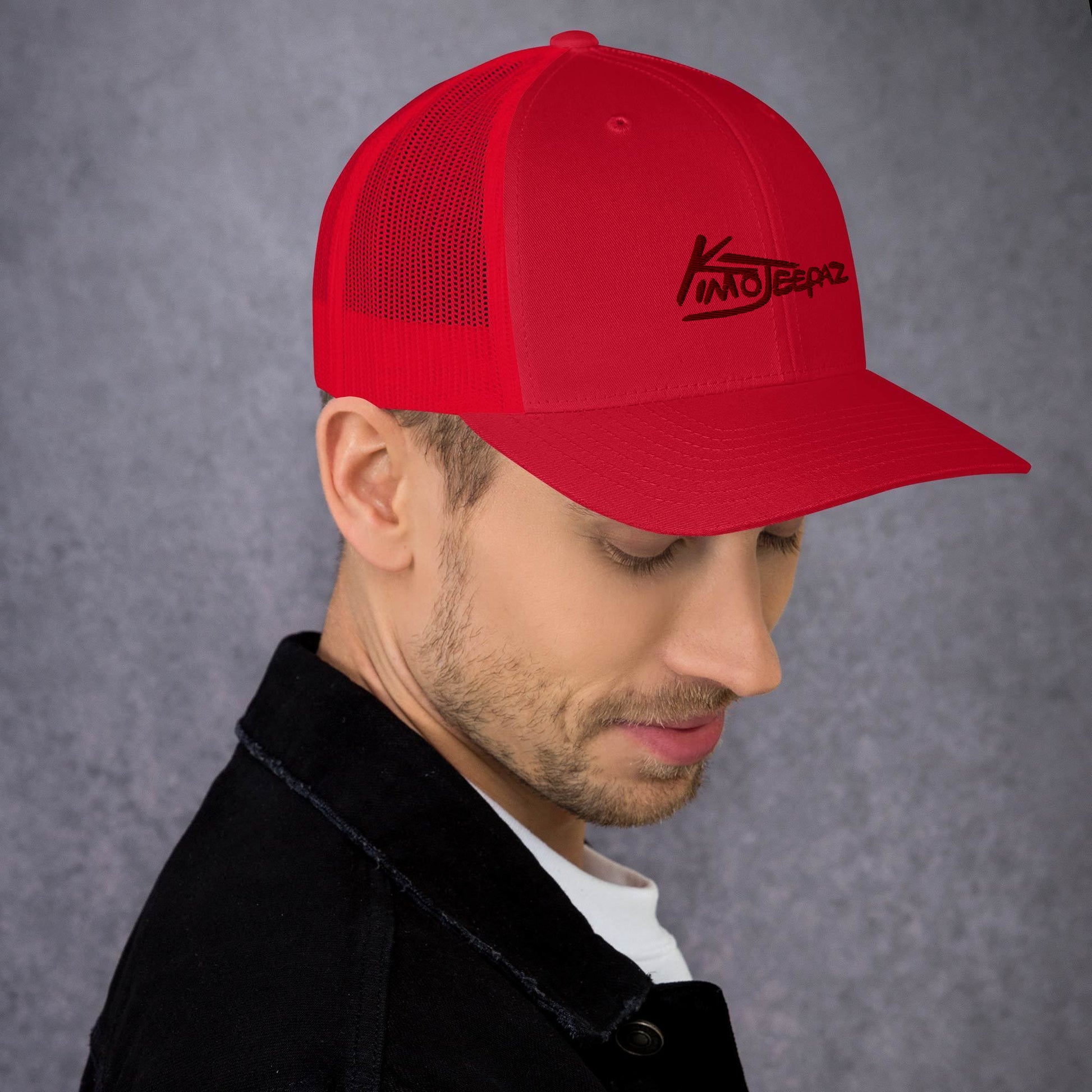 Red and Black Kimo Jeepaz Meshed Back Truck-Fit Cap